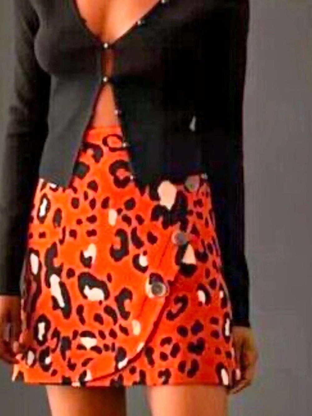 Maeve Anthropologie Animal Print Mini Skirt in Orange & Black Size Small Like Ne